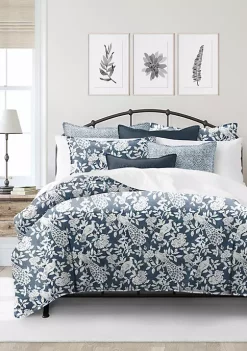 6ix Tailors Fine Linens Lark Navy King Comforter & 2 Shams Set -Linens Shop Belk 301