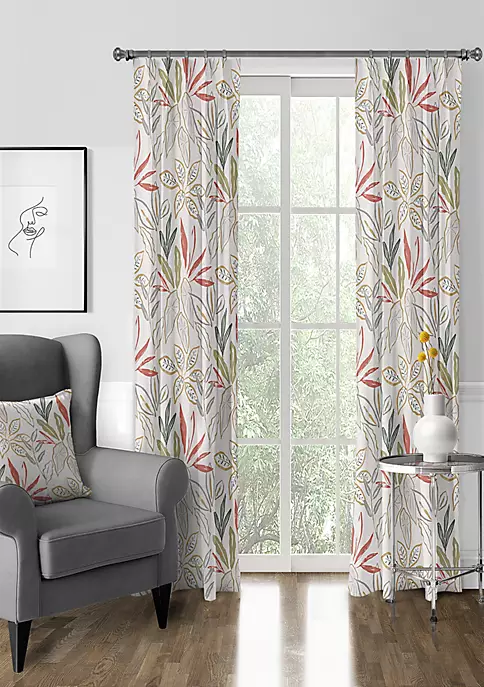 6ix Tailors Fine Linens Fall Foliage Beige Pinch Pleat Drapery Panel Pair (40" W x 132" L) 4 6ix Tailors Fine Linens Fall Foliage Beige Pinch Pleat Drapery Panel Pair (40" W x 132" L) - Image 2