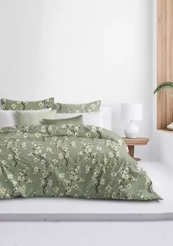 6ix Tailors Fine Linens Sakura Green Full/Double Duvet Cover & 2 Shams Set