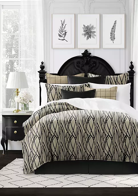 6ix Tailors Fine Linens Demetre Coal California King Duvet Cover & 2 Shams Set 4 6ix Tailors Fine Linens Demetre Coal California King Duvet Cover & 2 Shams Set - Image 2