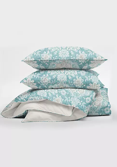 6ix Tailors Fine Linens Osha Aqua/Teal California King Comforter & 2 Shams Set 6 6ix Tailors Fine Linens Osha Aqua/Teal California King Comforter & 2 Shams Set - Image 5
