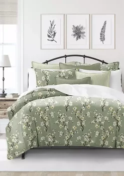 Linens Shop 9 6ix Tailors Fine Linens Sakura Green King Comforter & 2 Shams Set