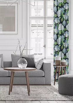 6ix Tailors Fine Linens Midnight Garden Navy Pole Top Drapery Panel Pair (50" W x 96" L) -Linens Shop Belk 413