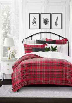 6ix Tailors Fine Linens Royal Plaid Red California King Comforter & 2 Shams Set -Linens Shop Belk 442