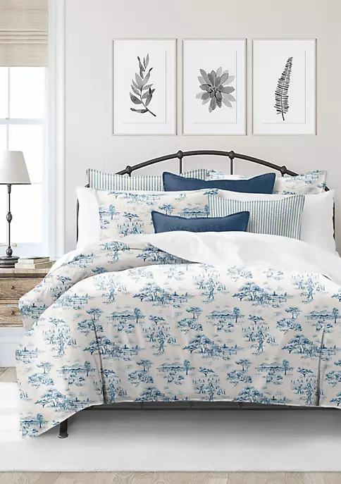 6ix Tailors Fine Linens Auclair Blue California King Comforter & 2 Shams Set 3 6ix Tailors Fine Linens Auclair Blue California King Comforter & 2 Shams Set