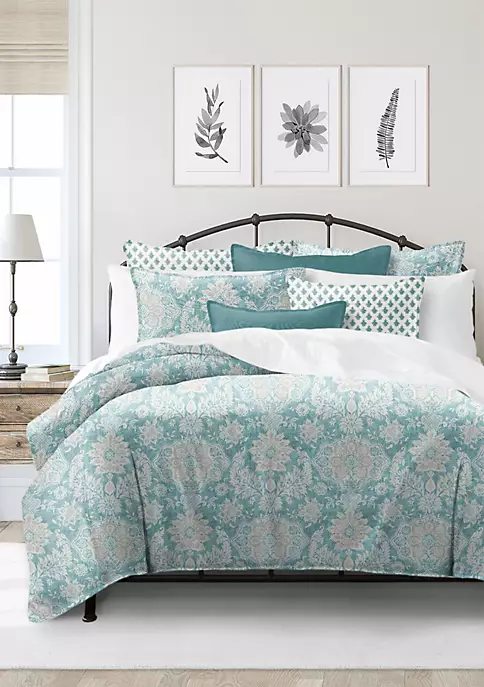 6ix Tailors Fine Linens Osha Aqua/Teal California King Comforter & 2 Shams Set 7 6ix Tailors Fine Linens Osha Aqua/Teal California King Comforter & 2 Shams Set - Image 6