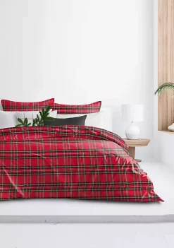 6ix Tailors Fine Linens Royal Plaid Red King Duvet Cover & 2 Shams Set -Linens Shop Belk 504