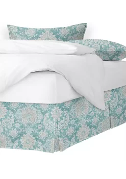 6ix Tailors Fine Linens Osha Aqua/Teal Full/Double Bed Skirt 18" drop