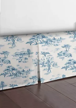 6ix Tailors Fine Linens Auclair Blue Queen Bed Skirt 18" drop -Linens Shop Belk 610