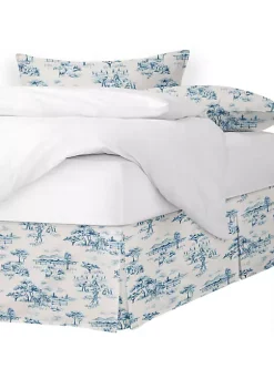 6ix Tailors Fine Linens Auclair Blue Queen Bed Skirt 18" drop -Linens Shop Belk 611