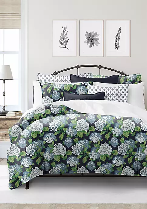 6ix Tailors Fine Linens Midnight Garden Navy California King Coverlet & 2 Shams Set 10 6ix Tailors Fine Linens Midnight Garden Navy California King Coverlet & 2 Shams Set - Image 8