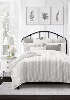 6ix Tailors Fine Linens Basic Ticking Stripes Linen Twin Comforter & 1 Sham Set