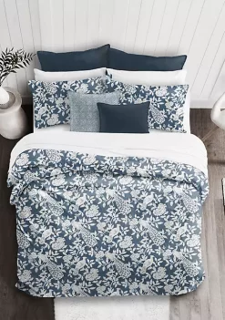 6ix Tailors Fine Linens Lark Navy King Duvet Cover & 2 Shams Set -Linens Shop Belk 721
