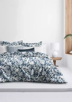 6ix Tailors Fine Linens Lark Navy King Duvet Cover & 2 Shams Set -Linens Shop Belk 722