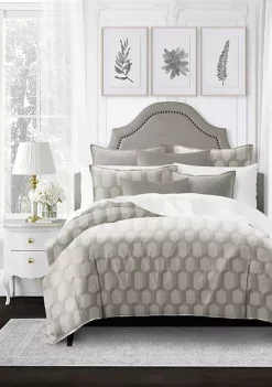 6ix Tailors Fine Linens Isabella Taupe Queen Comforter & 2 Shams Set -Linens Shop Belk 781