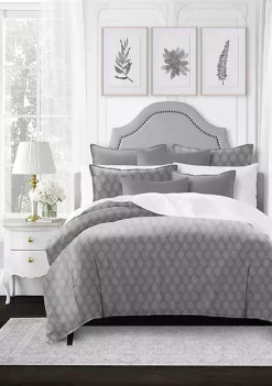 6ix Tailors Fine Linens Desdemona Platinum Queen Comforter & 2 Shams Set