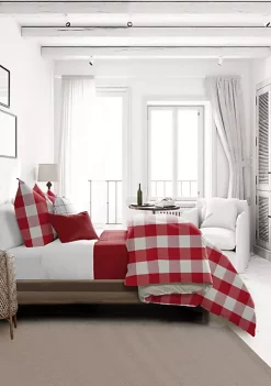 6ix Tailors Fine Linens Basic Check Red Twin Duvet Cover & 1 Sham Set -Linens Shop Belk 796