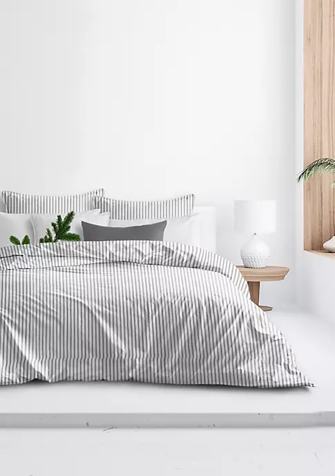 6ix Tailors Fine Linens Antique Ticking Gray Queen Duvet Cover & 2 Shams Set 10 6ix Tailors Fine Linens Antique Ticking Gray Queen Duvet Cover & 2 Shams Set - Image 8