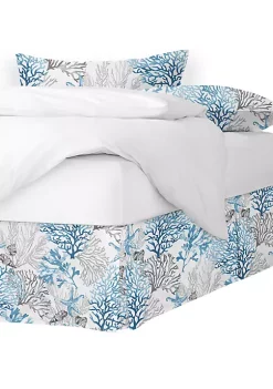 6ix Tailors Fine Linens Reef Blue Full/Double Bed Skirt 15" drop -Linens Shop Belk 891