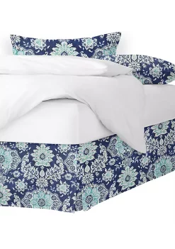 6ix Tailors Fine Linens Osha Blue/Aqua Cal-King Bed Skirt 15" drop