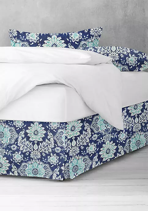 6ix Tailors Fine Linens Osha Blue/Aqua Cal-King Bed Skirt 15" drop 4 6ix Tailors Fine Linens Osha Blue/Aqua Cal-King Bed Skirt 15" drop - Image 2