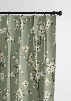 6ix Tailors Fine Linens Sakura Green Pinch Pleat Drapery Panel Pair (20" W x 144" L)