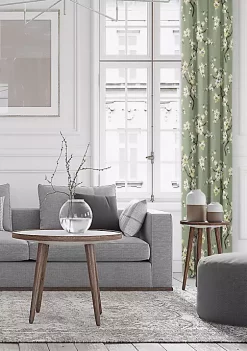 6ix Tailors Fine Linens Sakura Green Pinch Pleat Drapery Panel Pair (20" W x 144" L) -Linens Shop Belk 947