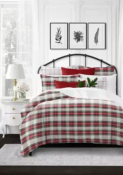 6ix Tailors Fine Linens Royal Plaid Ivory Twin Comforter & 1 Sham Set