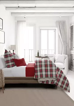 6ix Tailors Fine Linens Royal Plaid Ivory Twin Comforter & 1 Sham Set -Linens Shop Belk 972
